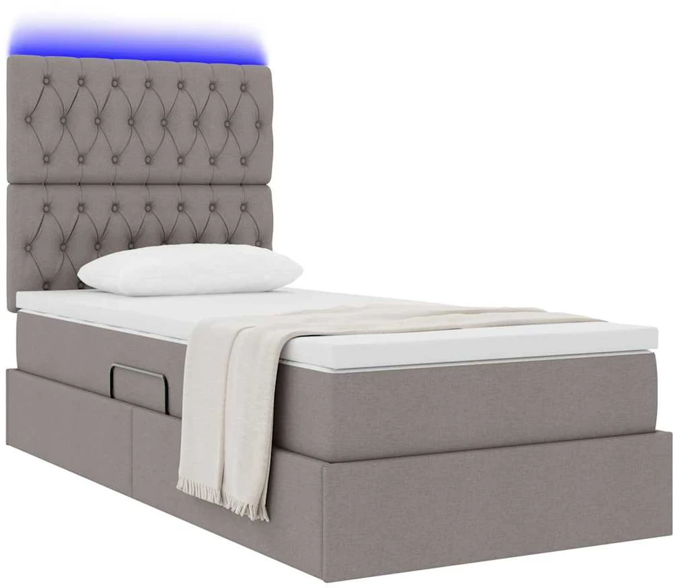LED saugojimo lova su čiužiniu Taupe 90 x 200 cm Audinys