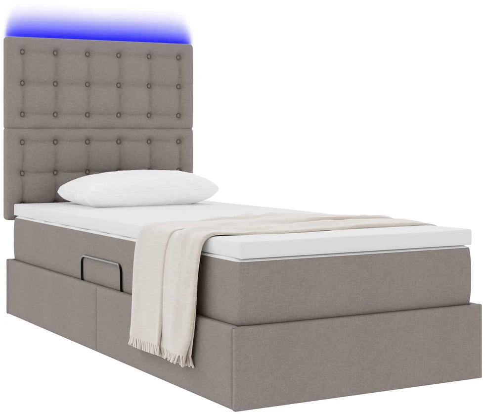 LED saugojimo lova su čiužiniu Taupe 90 x 200 cm Audinys