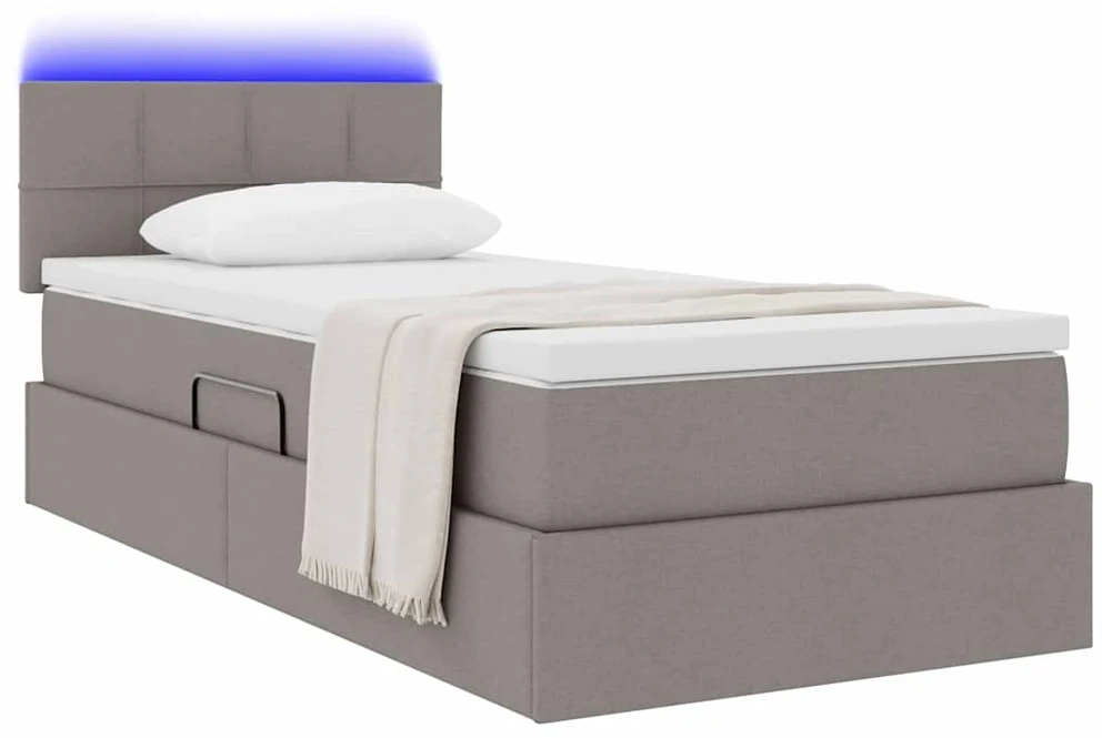 LED saugojimo lova su čiužiniu Taupe 90 x 190 cm Audinys