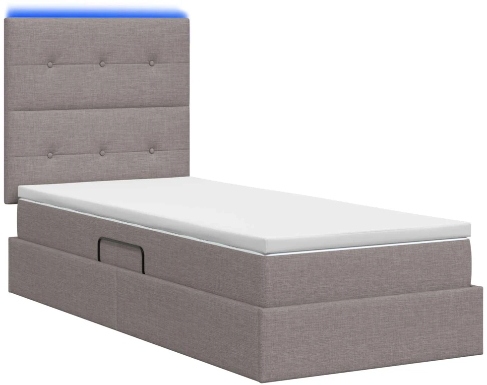 LED saugojimo lova su čiužiniu Taupe 90 x 200 cm Audinys