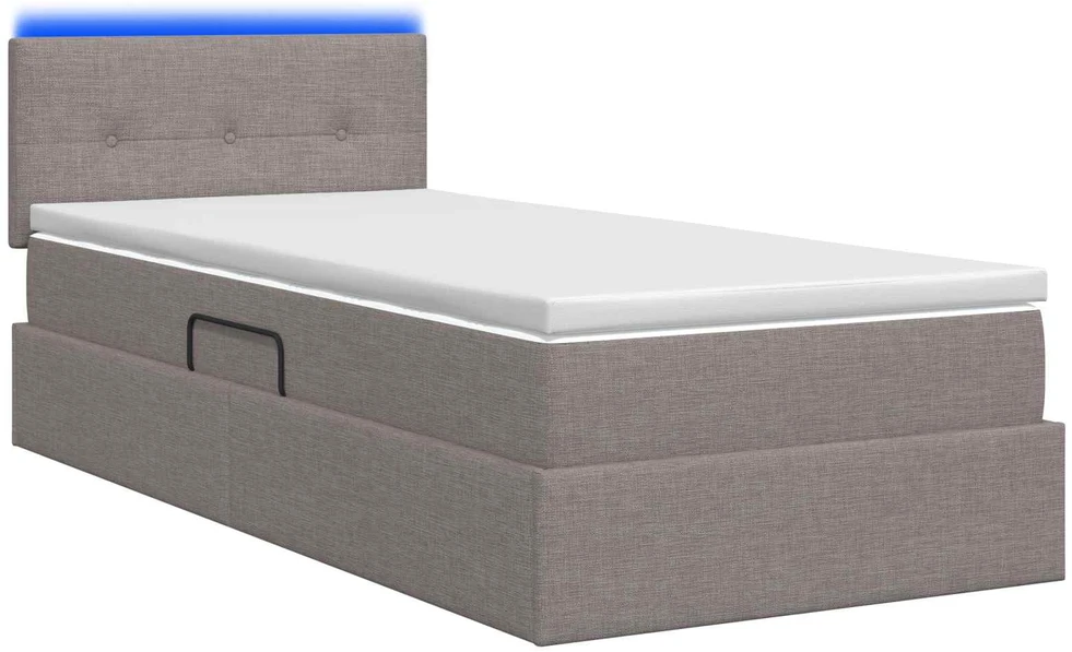 LED saugojimo lova su čiužiniu Taupe 90 x 200 cm Audinys