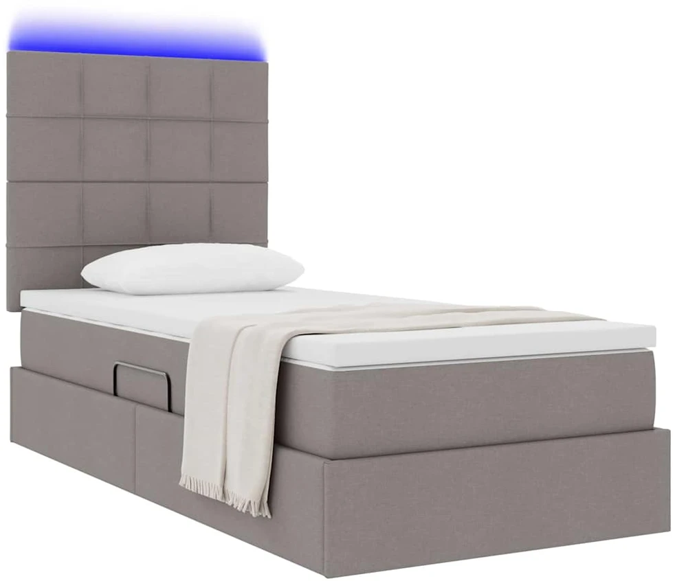 LED saugojimo lova su čiužiniu Taupe 90 x 190 cm Audinys