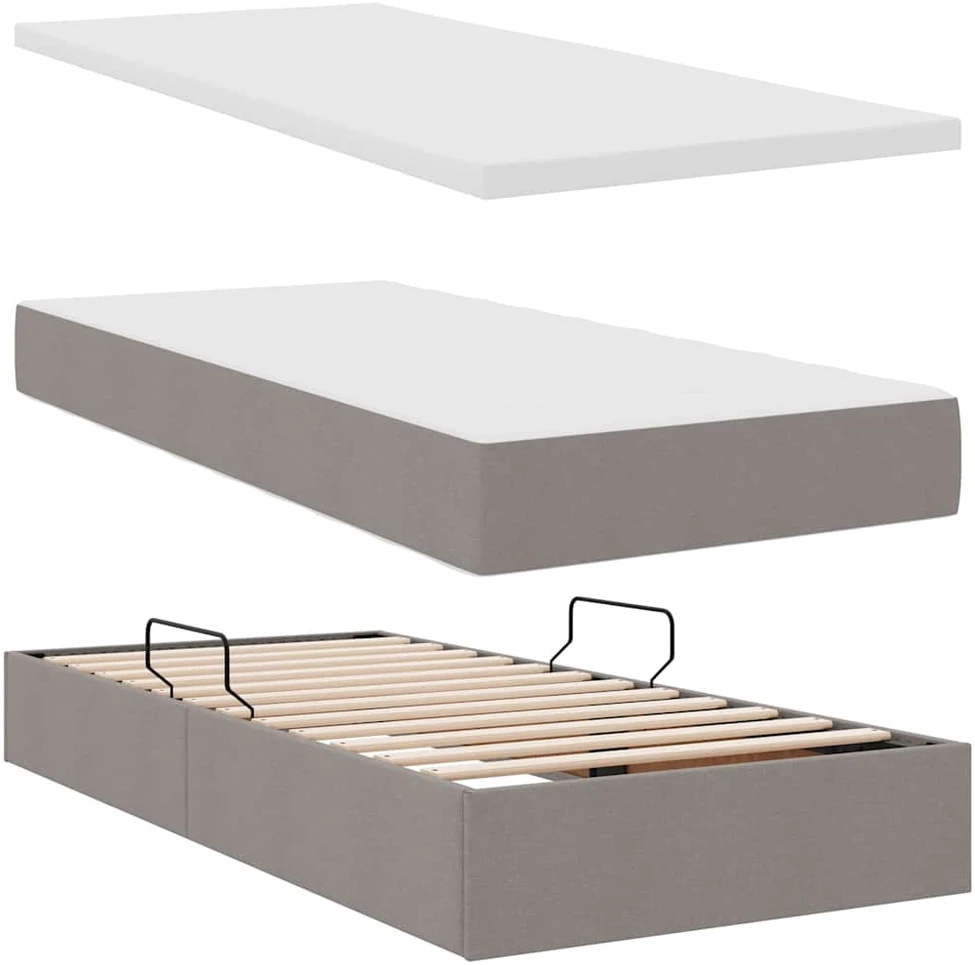 LED saugojimo lova su čiužiniu Taupe 90 x 190 cm Audinys