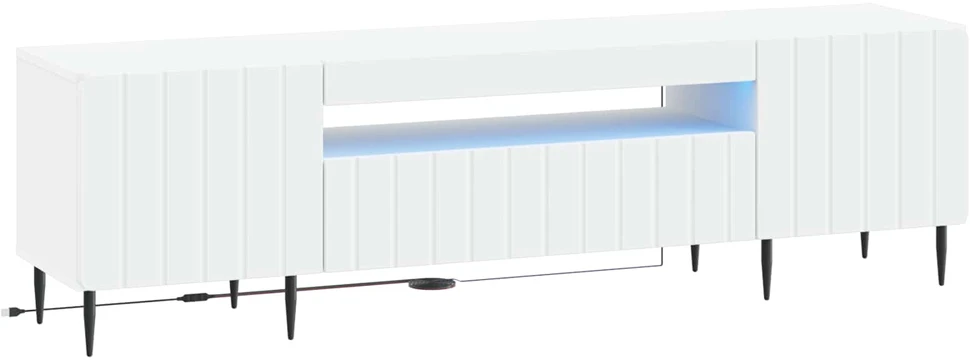 TV staliukas LED televizoriaus spintelė Balta Apdirbta mediena