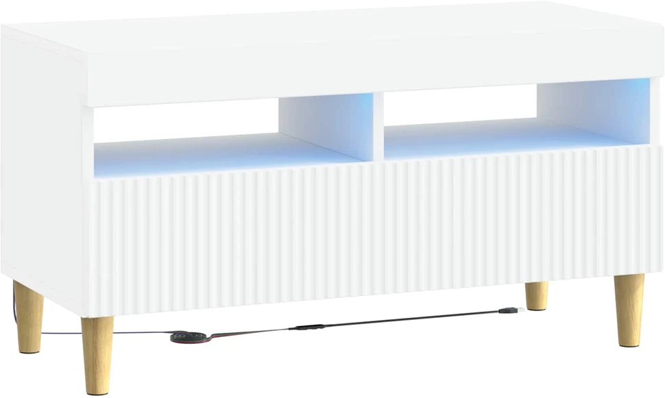 TV staliukas LED televizoriaus spintelė Balta Apdirbta mediena