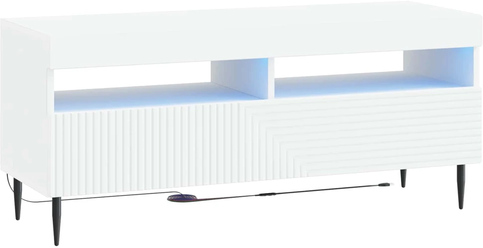TV staliukas LED televizoriaus spintelė Balta Apdirbta mediena