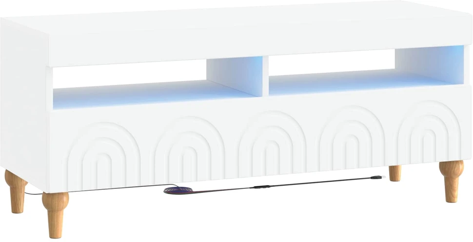 TV staliukas LED televizoriaus spintelė Balta Apdirbta mediena