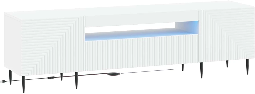 TV staliukas LED televizoriaus spintelė Balta Apdirbta mediena
