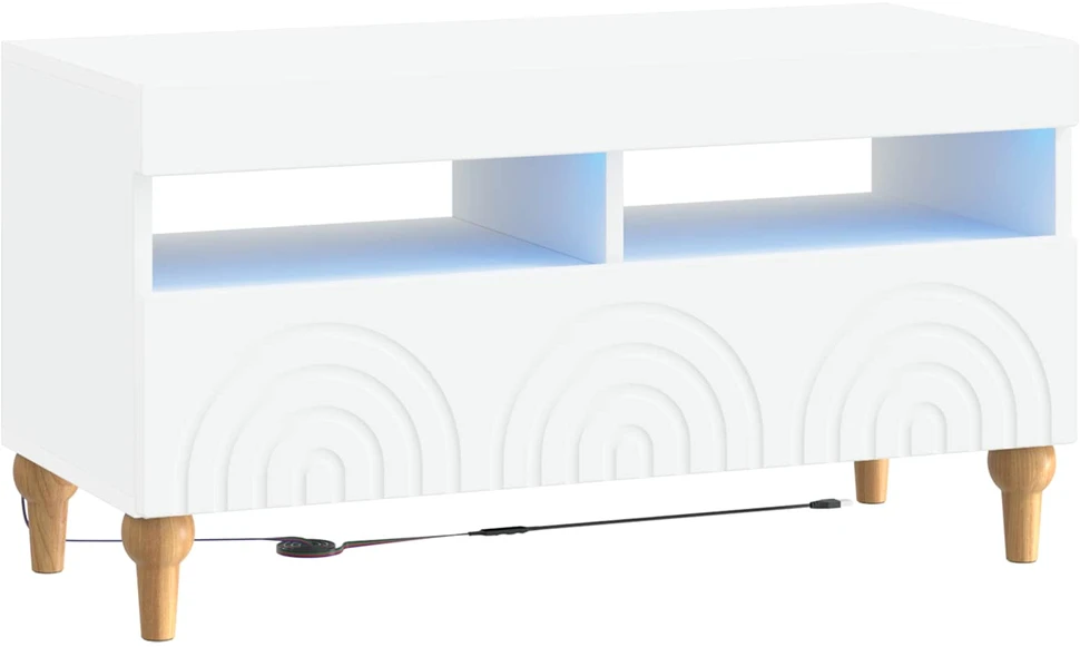 TV staliukas LED televizoriaus spintelė Balta Apdirbta mediena