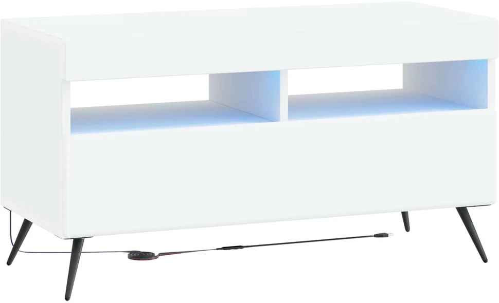 TV staliukas LED televizoriaus spintelė Balta Apdirbta mediena