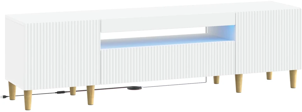 TV staliukas LED televizoriaus spintelė Balta Apdirbta mediena