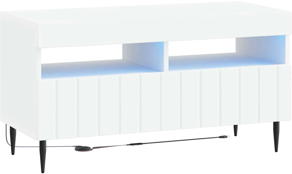 TV staliukas LED televizoriaus spintelė Balta Apdirbta mediena