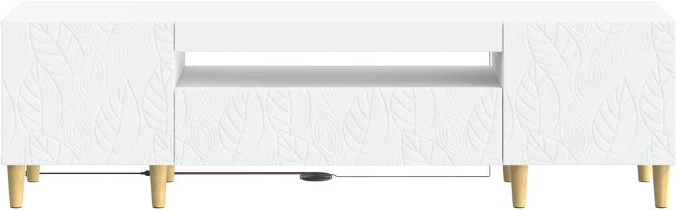 TV staliukas LED televizoriaus spintelė Balta Apdirbta mediena
