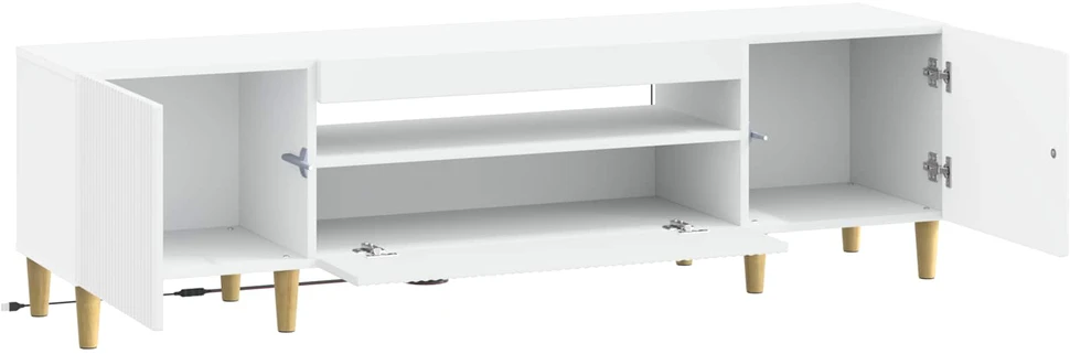 TV staliukas LED televizoriaus spintelė Balta Apdirbta mediena