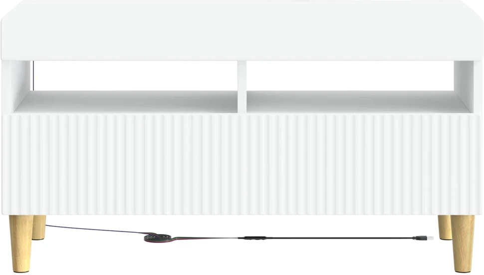 TV staliukas LED televizoriaus spintelė Balta Apdirbta mediena