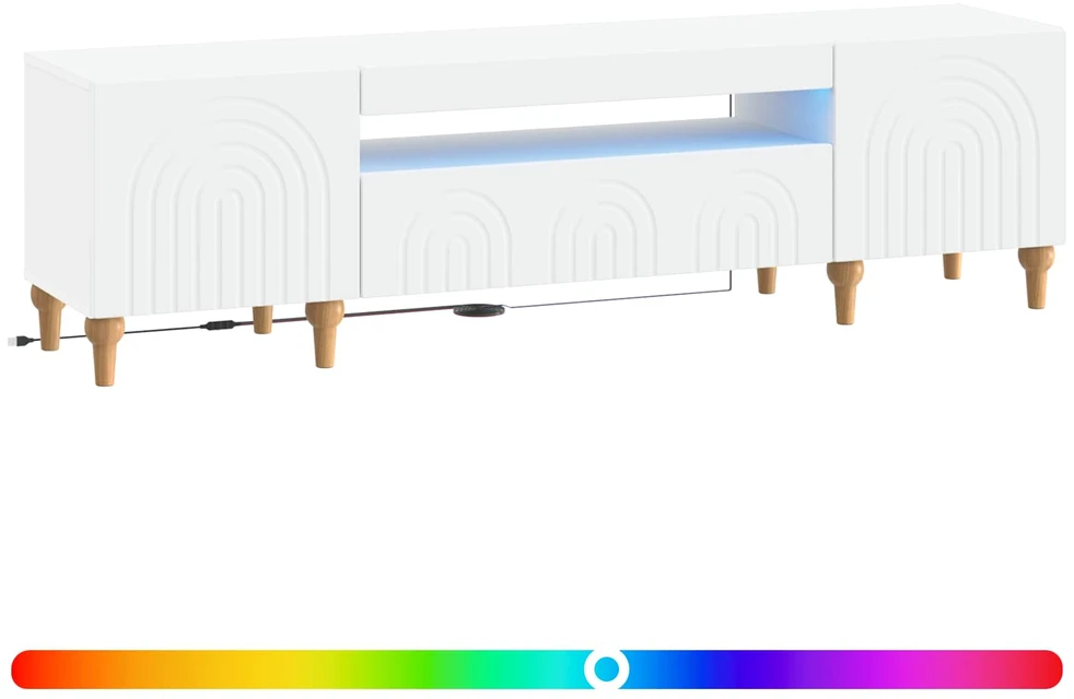 TV staliukas LED televizoriaus spintelė Balta Apdirbta mediena