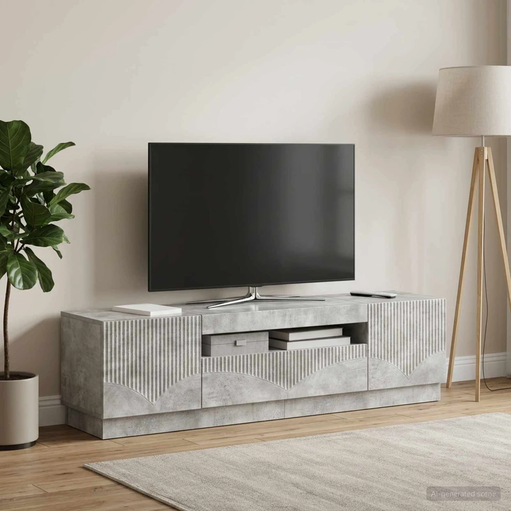 TV staliukas LED televizoriaus spintelė Betono pilka Apdirbta mediena