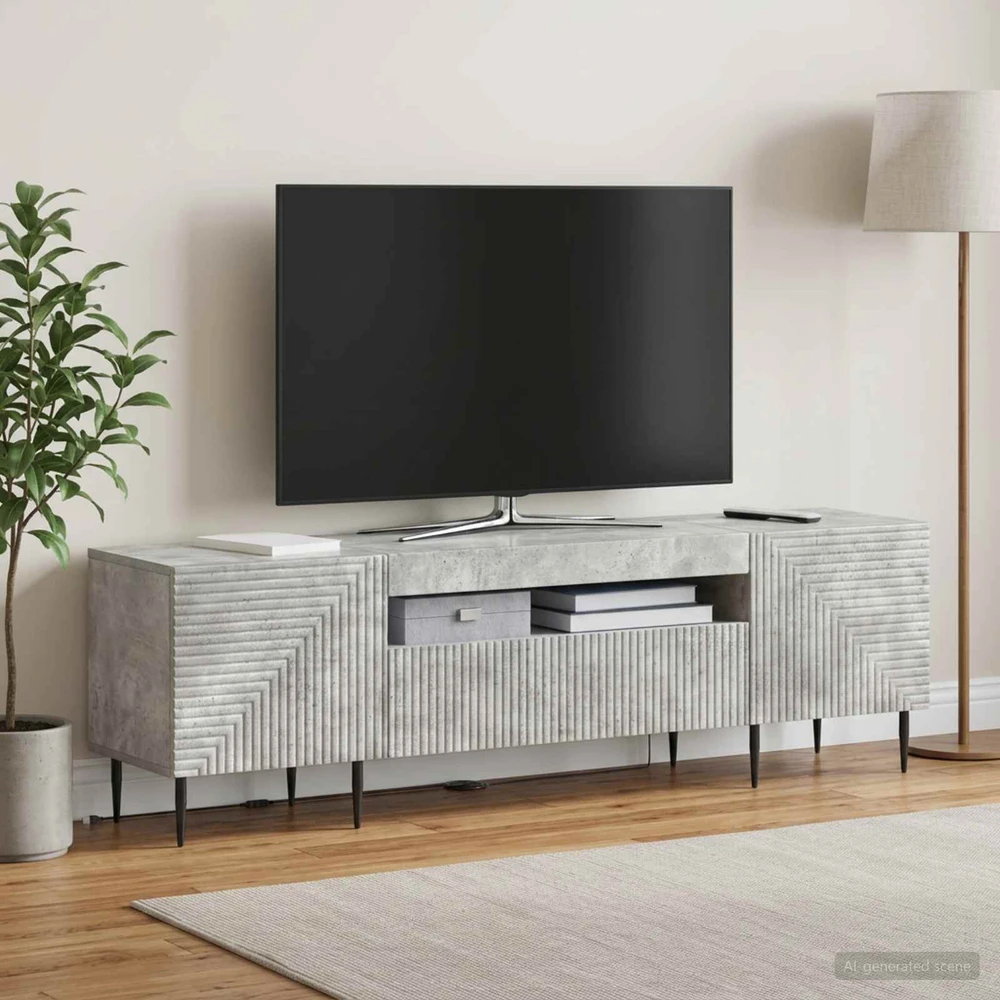 TV staliukas LED televizoriaus spintelė Betono pilka Apdirbta mediena