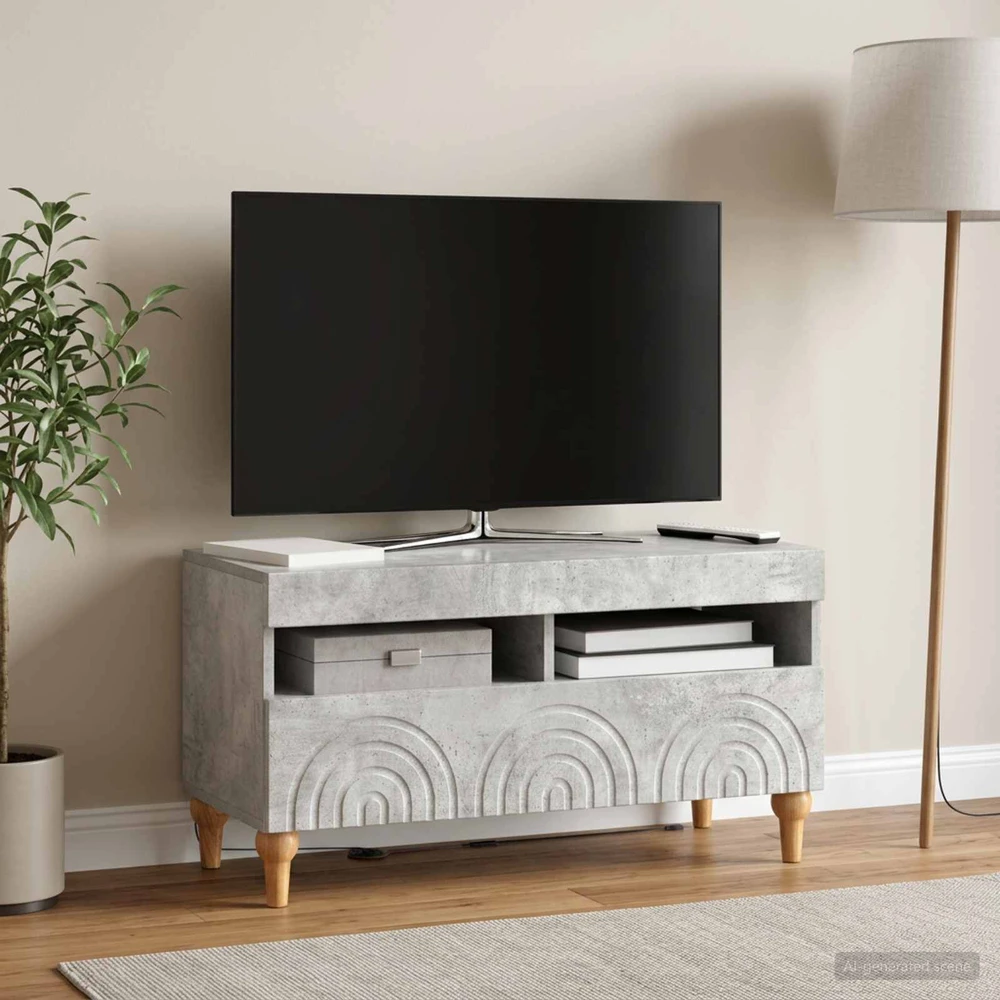 TV staliukas LED televizoriaus spintelė Betono pilka Apdirbta mediena