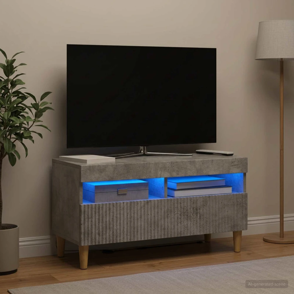 TV staliukas LED televizoriaus spintelė Betono pilka Apdirbta mediena