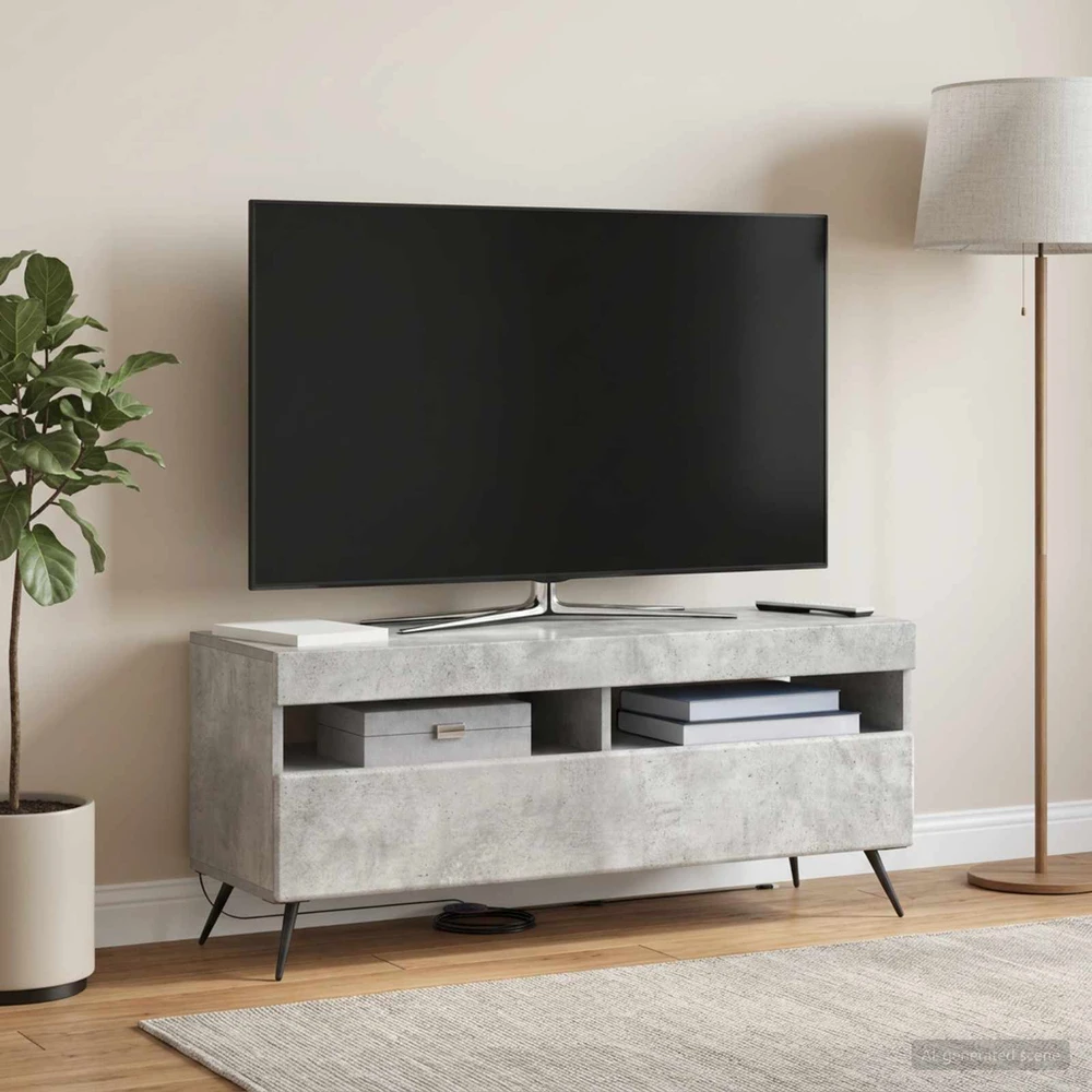 TV staliukas LED televizoriaus spintelė Betono pilka Apdirbta mediena
