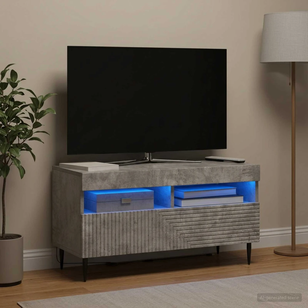 TV staliukas LED televizoriaus spintelė Betono pilka Apdirbta mediena