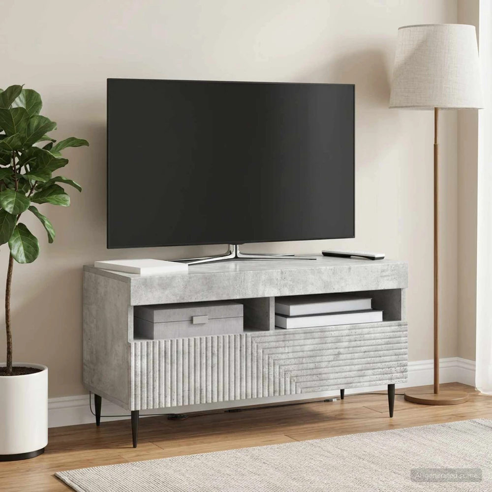 TV staliukas LED televizoriaus spintelė Betono pilka Apdirbta mediena