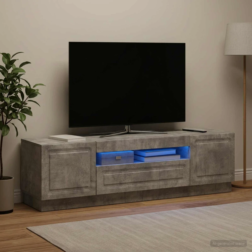 TV staliukas LED televizoriaus spintelė Betono pilka Apdirbta mediena