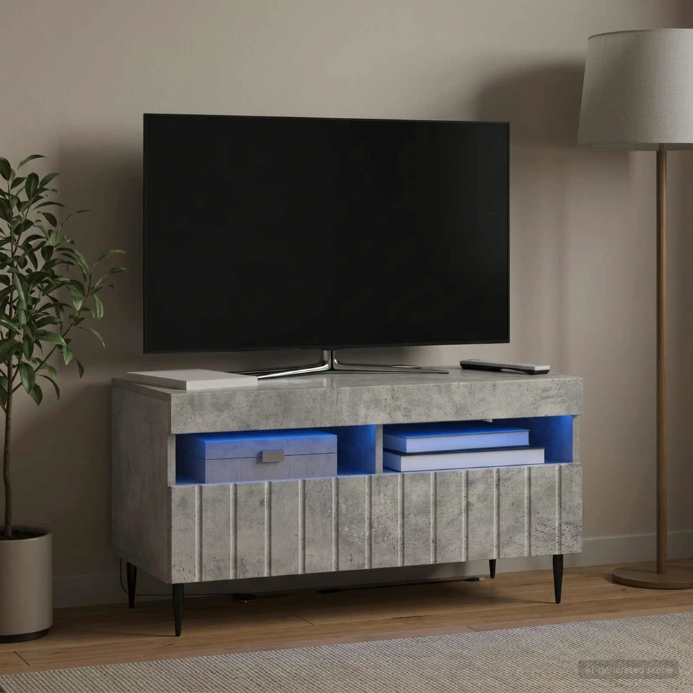 TV staliukas LED televizoriaus spintelė Betono pilka Apdirbta mediena