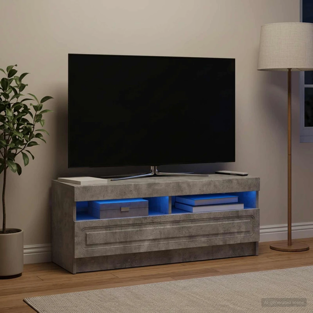 TV staliukas LED televizoriaus spintelė Betono pilka Apdirbta mediena