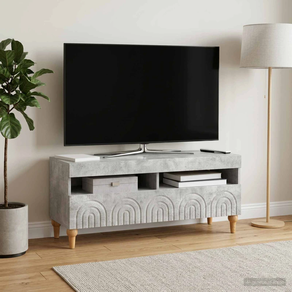 TV staliukas LED televizoriaus spintelė Betono pilka Apdirbta mediena