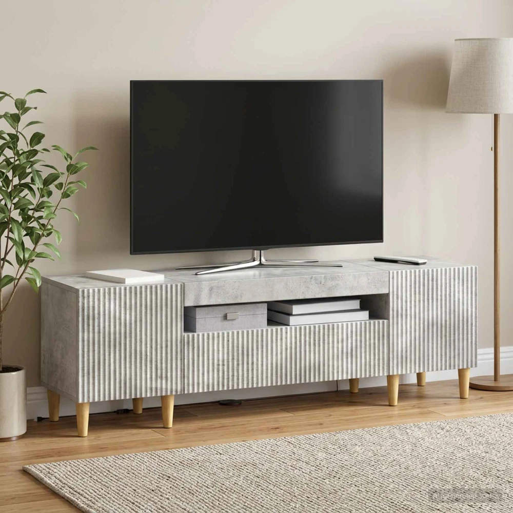 TV staliukas LED televizoriaus spintelė Betono pilka Apdirbta mediena
