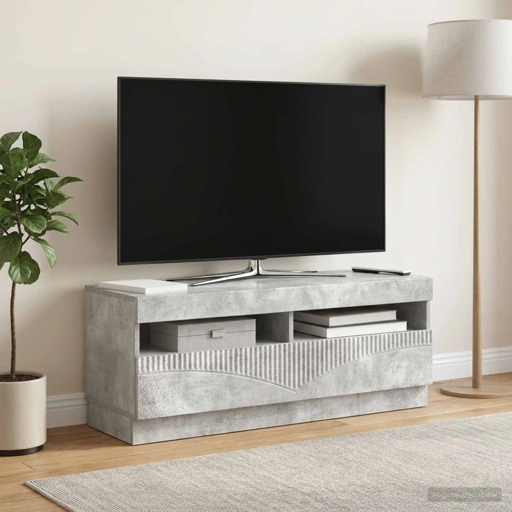 TV staliukas LED televizoriaus spintelė Betono pilka Apdirbta mediena