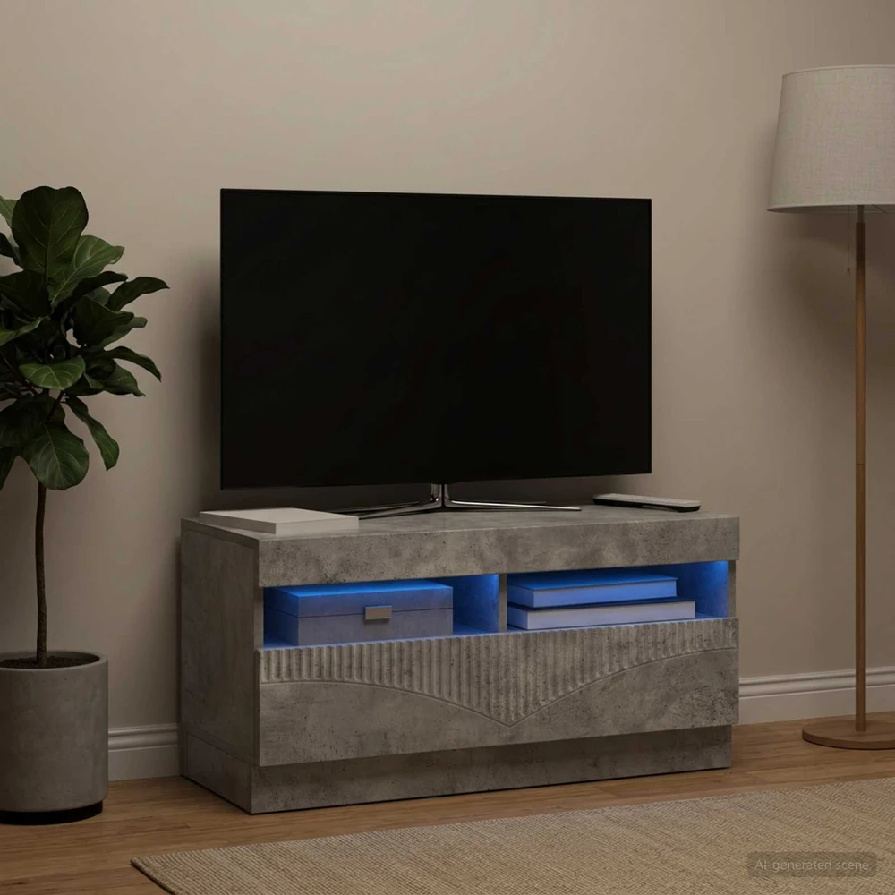 TV staliukas LED televizoriaus spintelė Betono pilka Apdirbta mediena