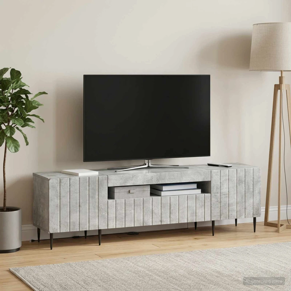 TV staliukas LED televizoriaus spintelė Betono pilka Apdirbta mediena