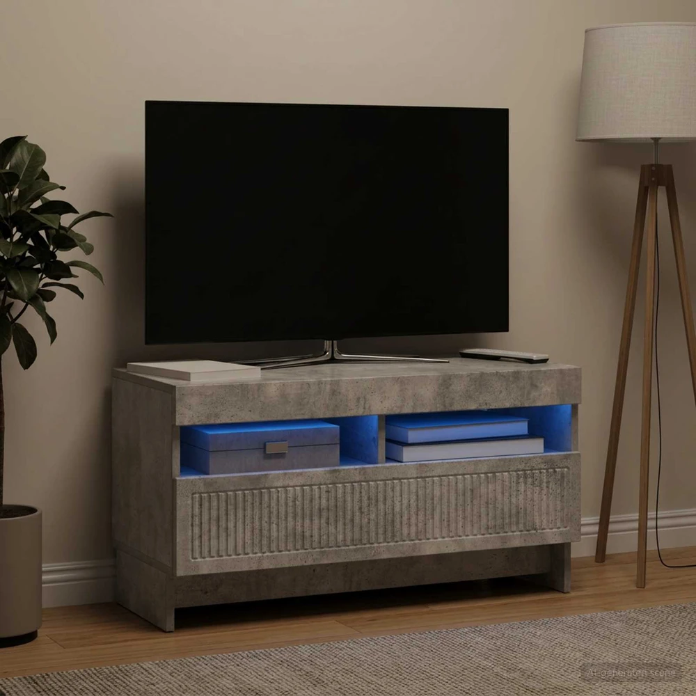 TV staliukas LED televizoriaus spintelė Betono pilka Apdirbta mediena