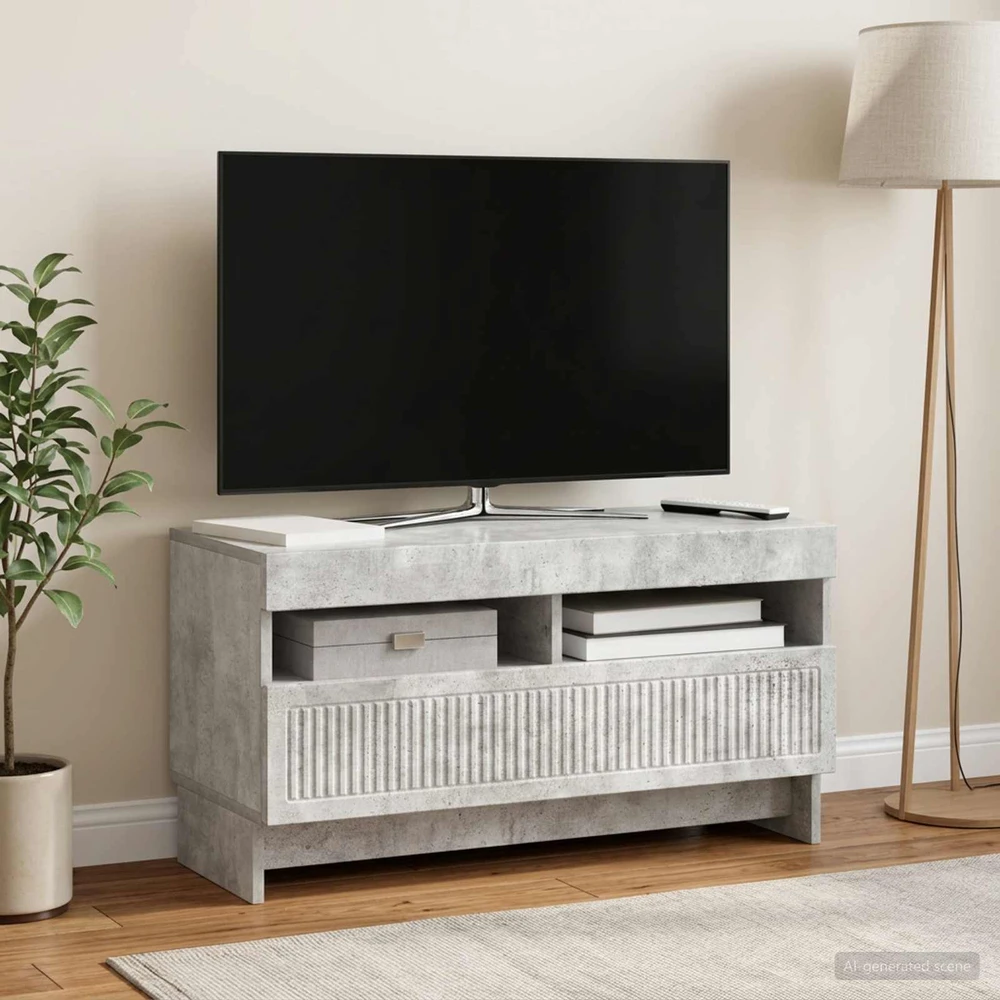 TV staliukas LED televizoriaus spintelė Betono pilka Apdirbta mediena