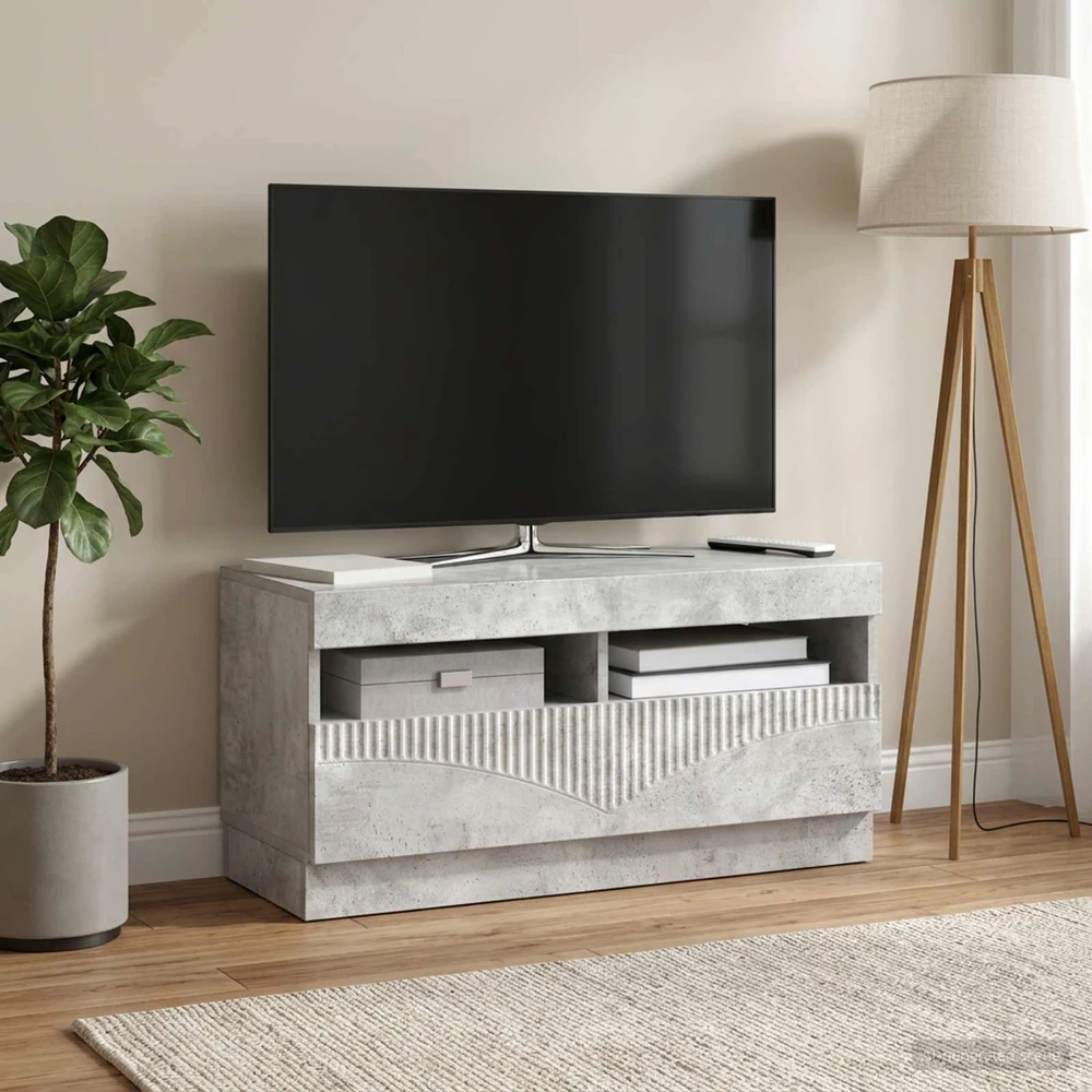 TV staliukas LED televizoriaus spintelė Betono pilka Apdirbta mediena