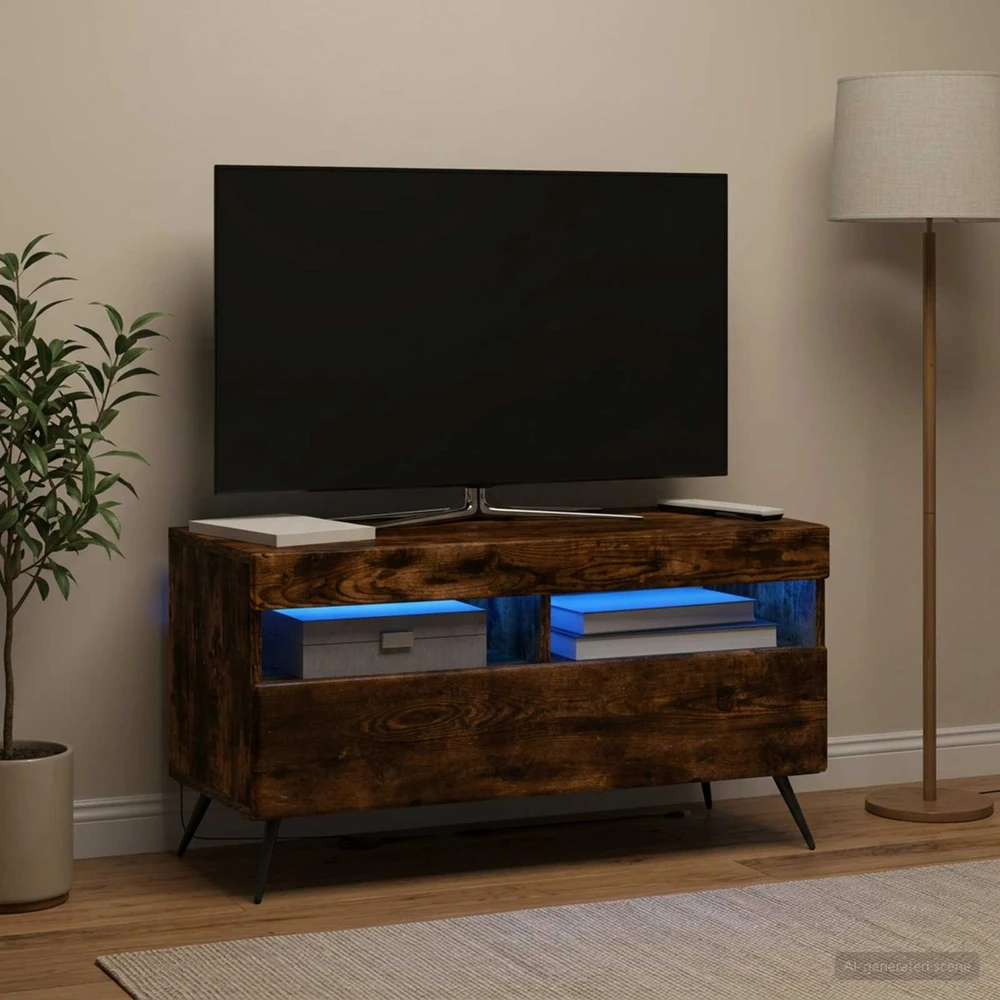TV staliukas LED televizoriaus spintelė Dūminio ąžuolo Apdirbta mediena