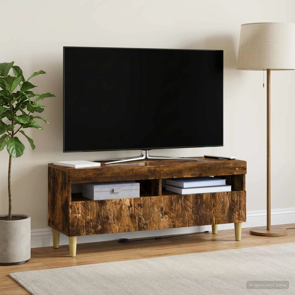 TV staliukas LED televizoriaus spintelė Dūminio ąžuolo Apdirbta mediena