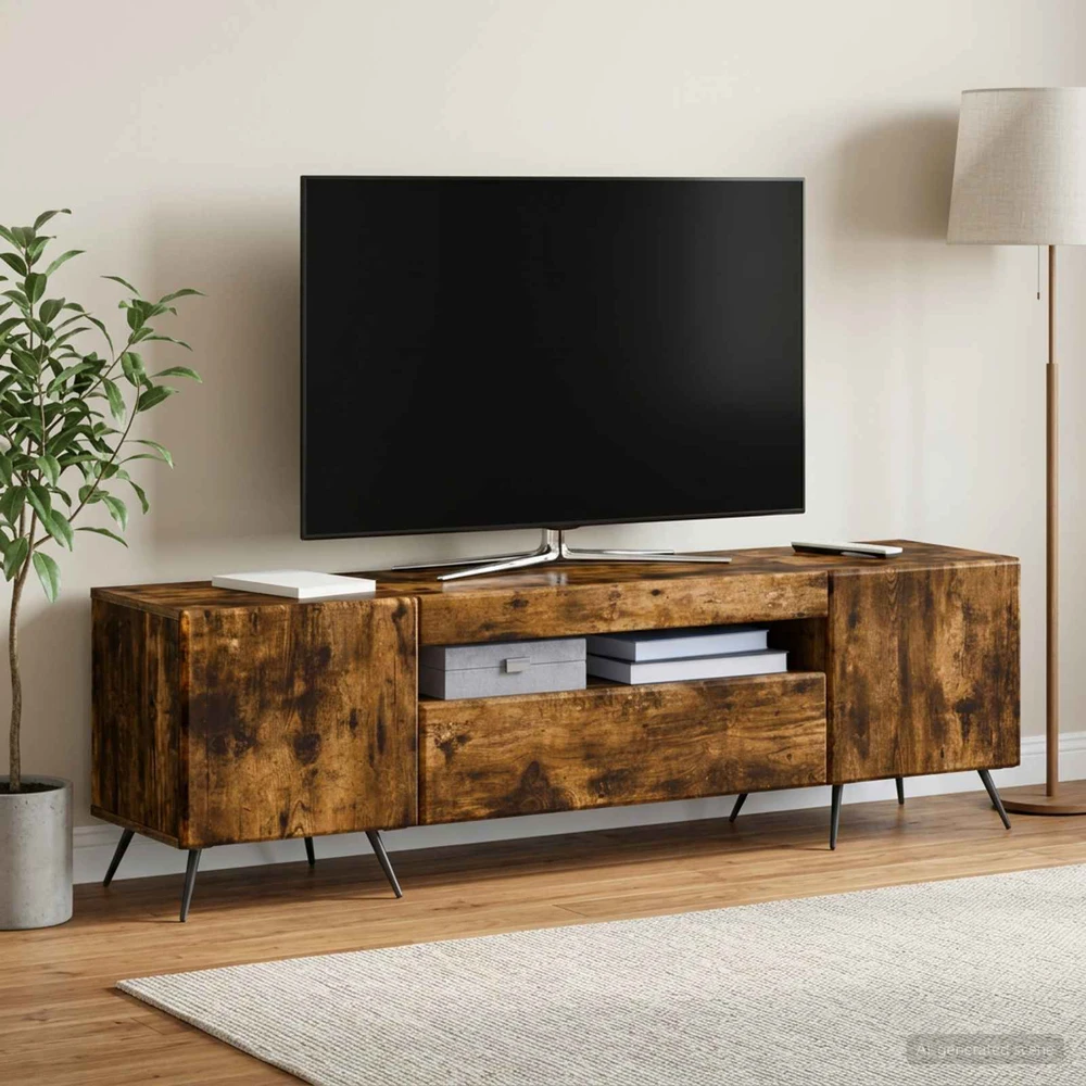 TV staliukas LED televizoriaus spintelė Dūminio ąžuolo Apdirbta mediena