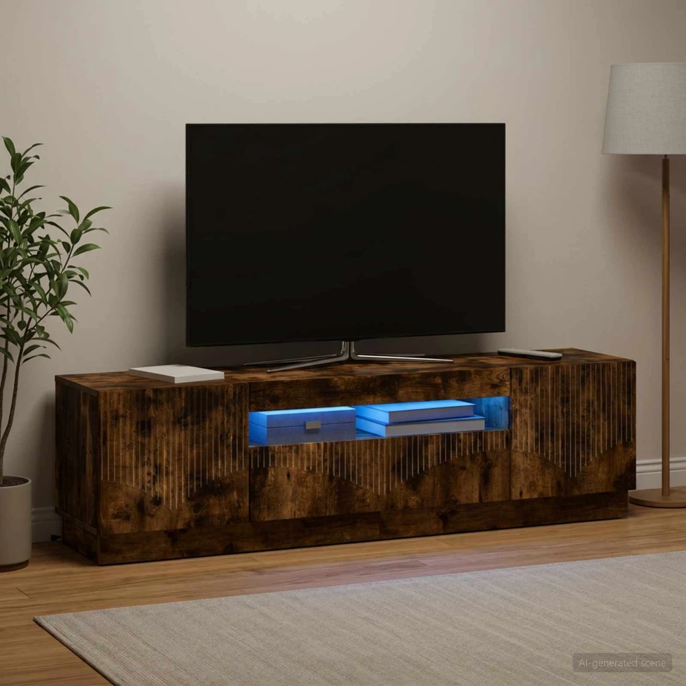 TV staliukas LED televizoriaus spintelė Dūminio ąžuolo Apdirbta mediena