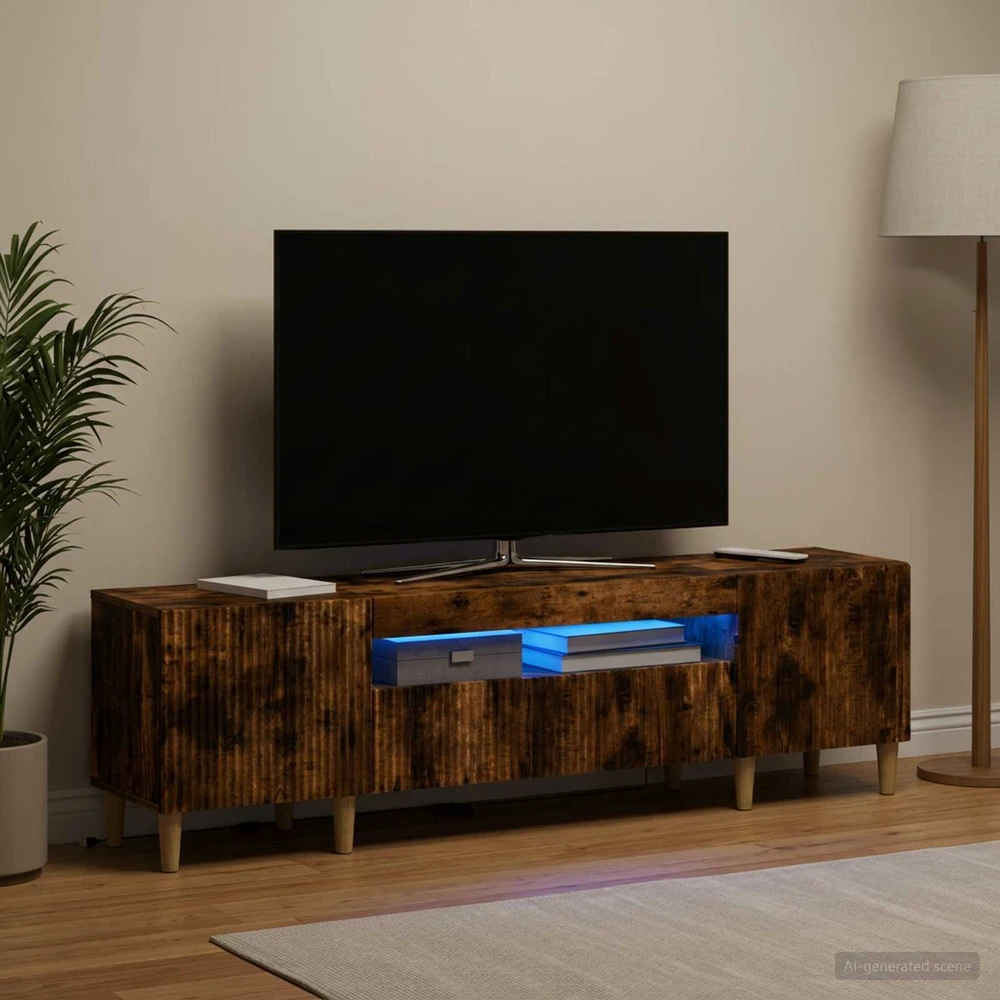 TV staliukas LED televizoriaus spintelė Dūminio ąžuolo Apdirbta mediena