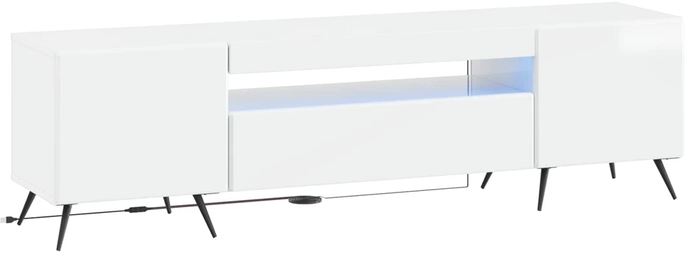 TV staliukas LED televizoriaus spintelė Itin blizgi balta Apdirbta mediena