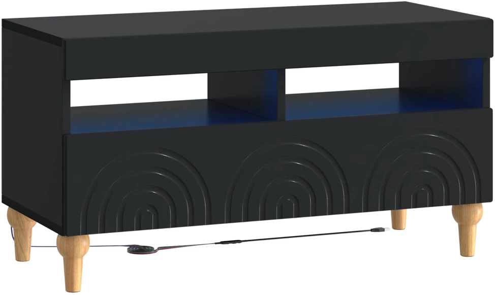 LED televizoriaus spintelė Juoda Apdirbta mediena
