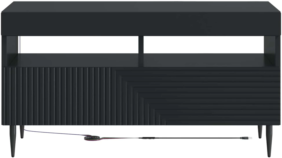 TV staliukas LED televizoriaus spintelė Juoda Apdirbta mediena