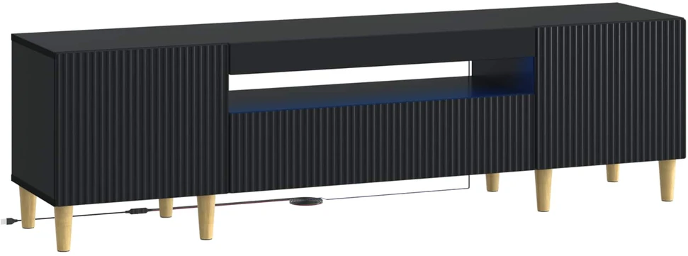 TV staliukas LED televizoriaus spintelė Juoda Apdirbta mediena