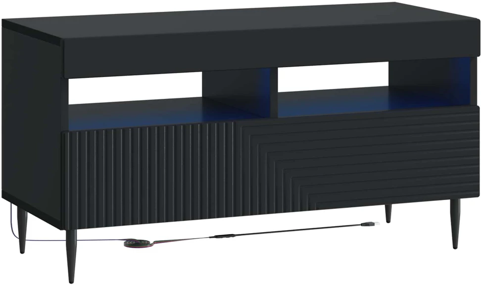 TV staliukas LED televizoriaus spintelė Juoda Apdirbta mediena