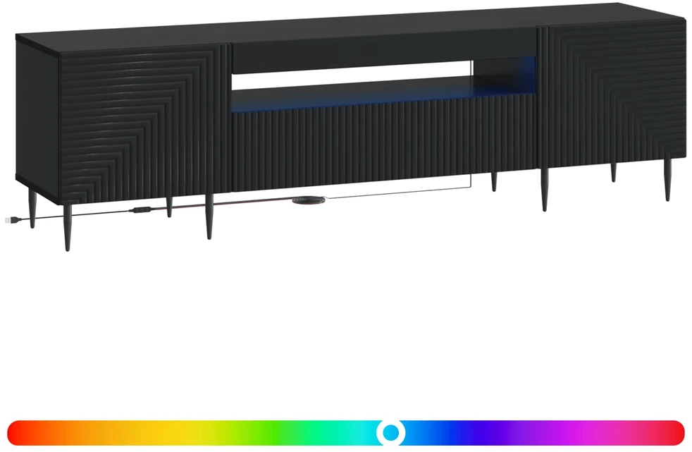 TV staliukas LED televizoriaus spintelė Juoda Apdirbta mediena