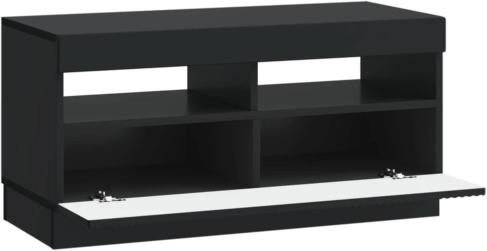 TV staliukas LED televizoriaus spintelė Juoda Apdirbta mediena